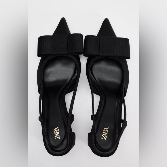 NWOT - Zara Slingback Heels with Bow - Picture 2 of 9